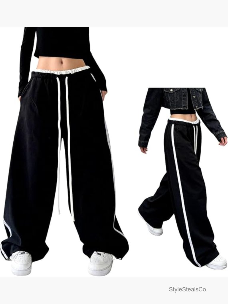Baggy Sweatpants Women Men Wide Leg Elastic Waist Drawstring Jogger Pants